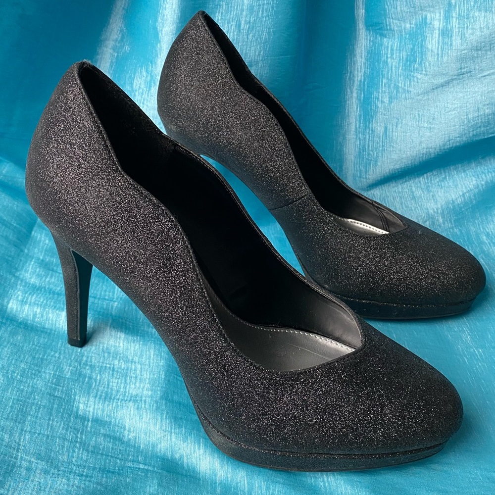 Fioni Black Sequined Heels Size 7